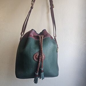 Dooney & Bourke Vintage All Weather Leather Bucket Crossbosy Drawstring Bag